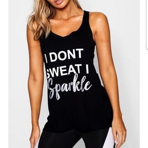 Boohoo Fit I Don't Sweat I Sparkle Running Tank